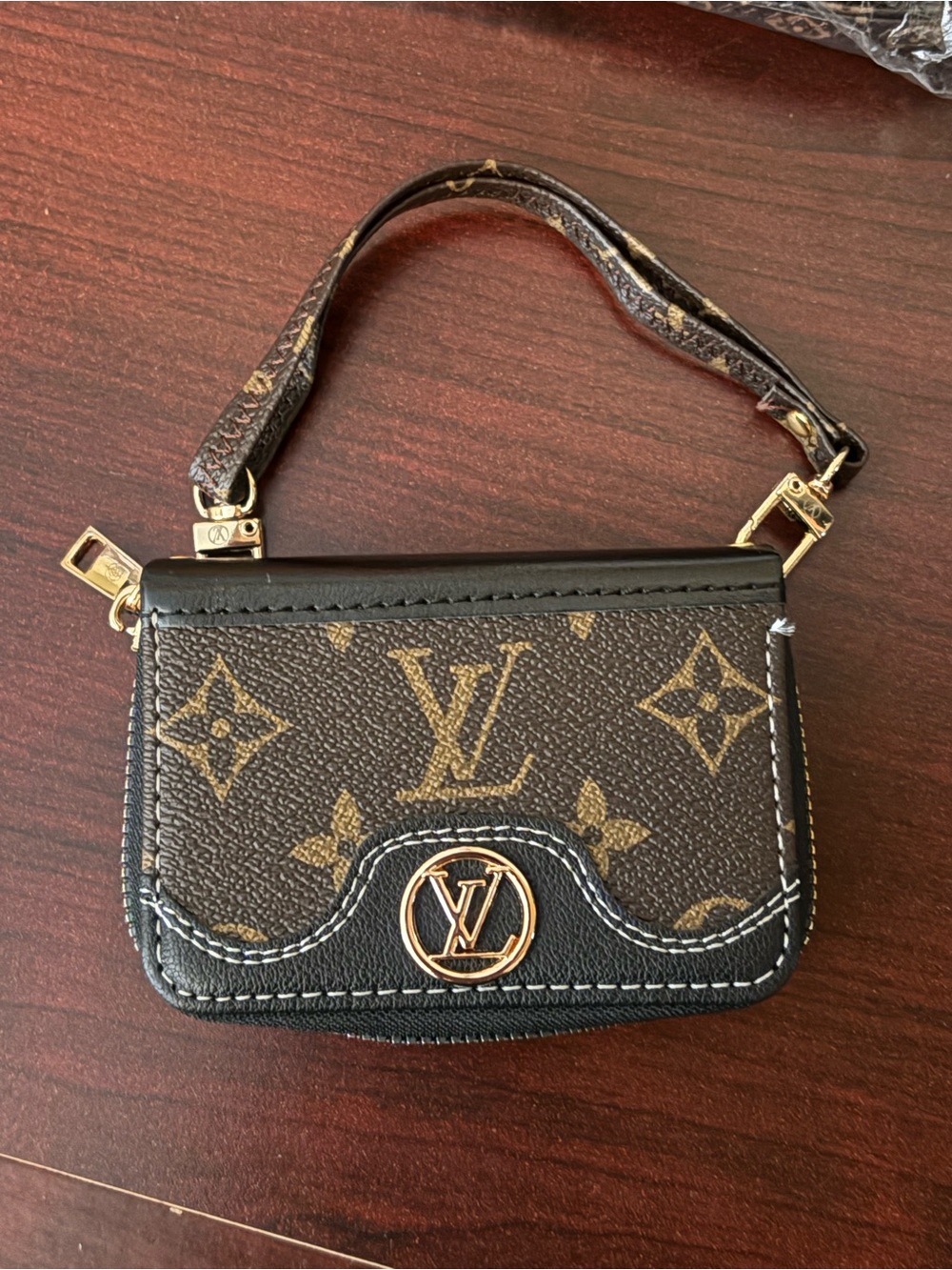 Brown and Black Monogram Clutch Credit Card Holder